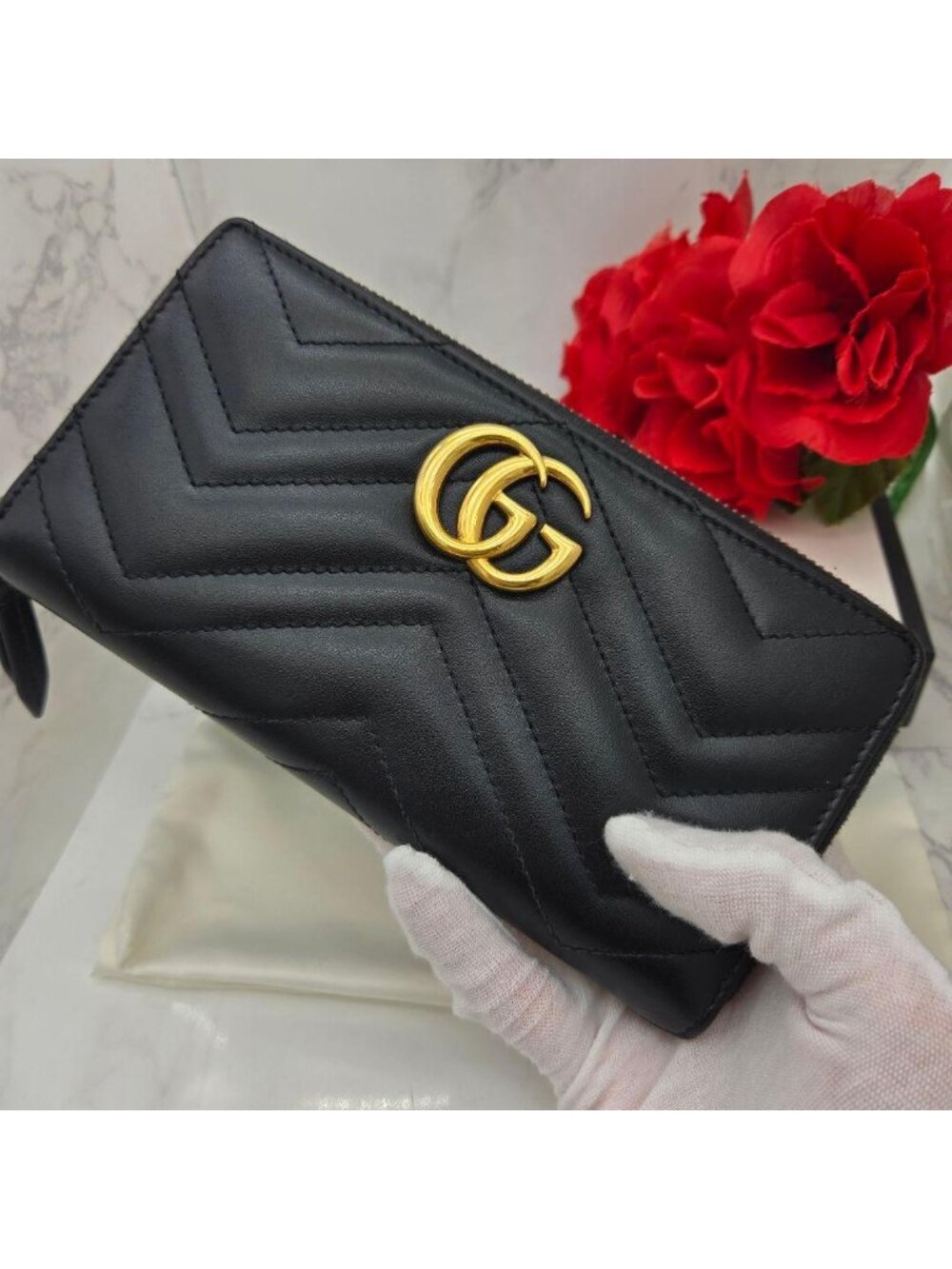 Gucci Wallet GG Marmont Quilted Black - Picture 3 of 14